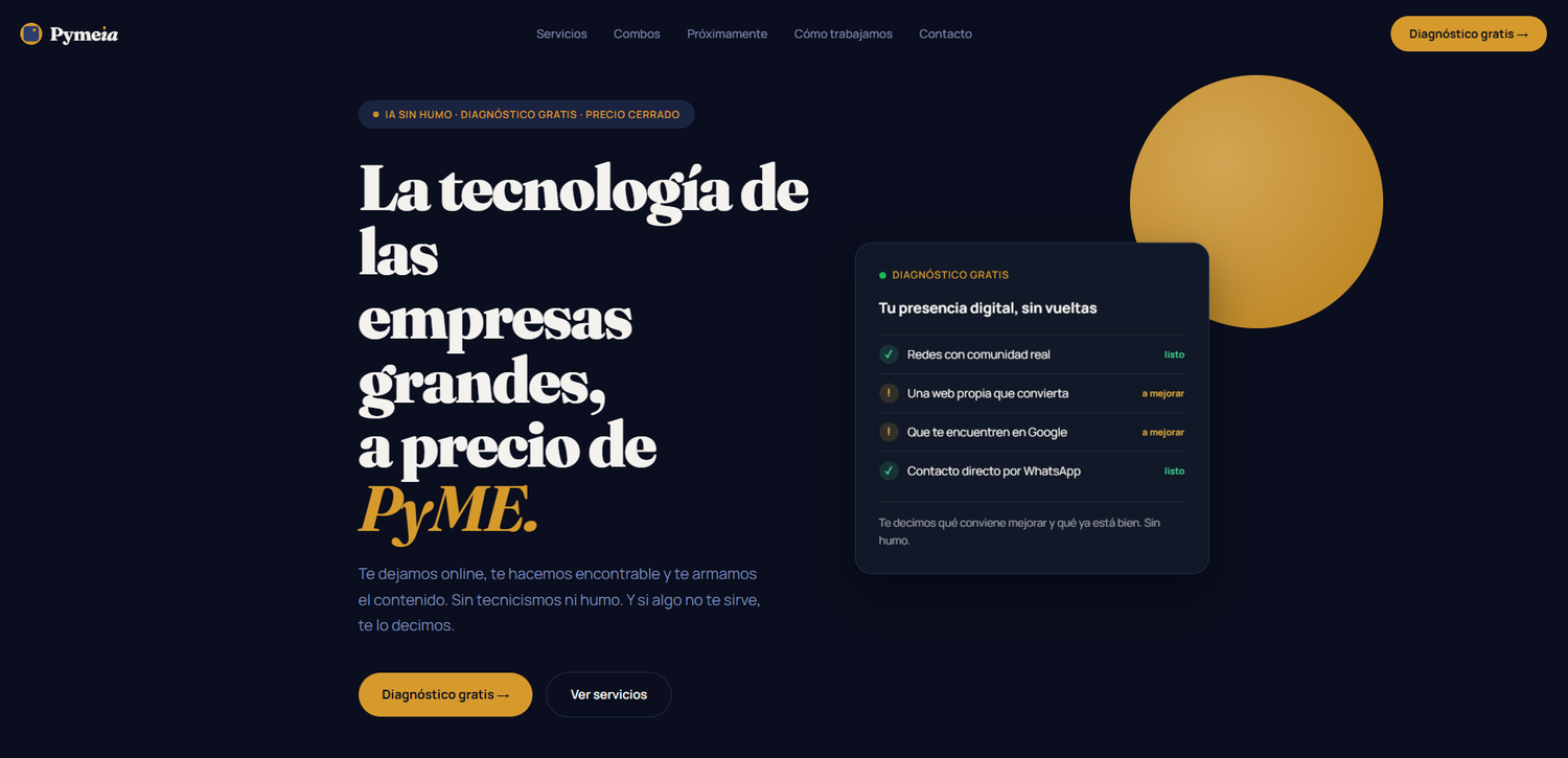 Sitio web de Pymeia