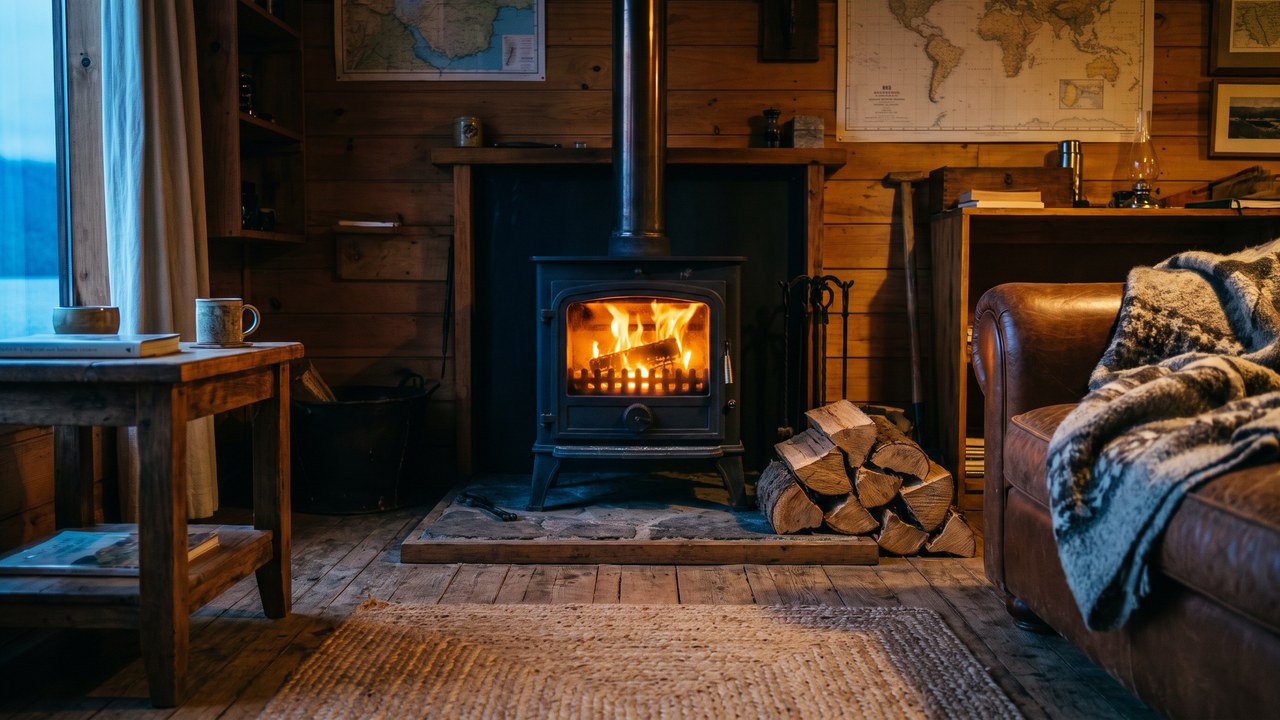Interior con estufa