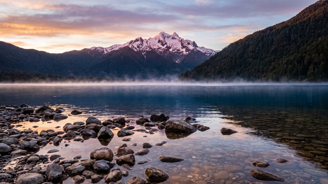 La costa y el pico nevado