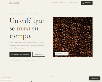 Web de ejemplo para una cafetería