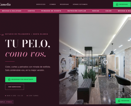 Web de ejemplo para una peluquería femenina