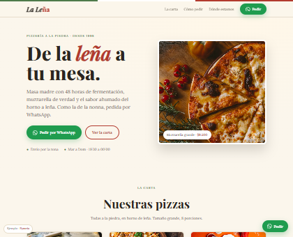 Web de ejemplo para una pizzería
