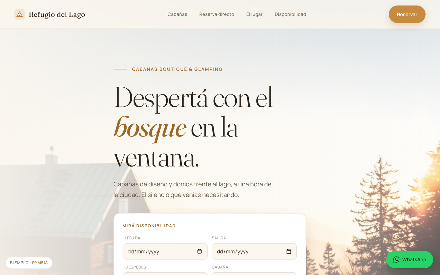 Web de ejemplo para cabañas y glamping