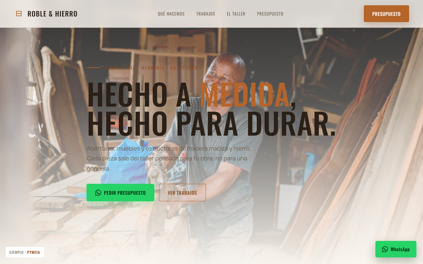 Web de ejemplo para una carpintería y herrería
