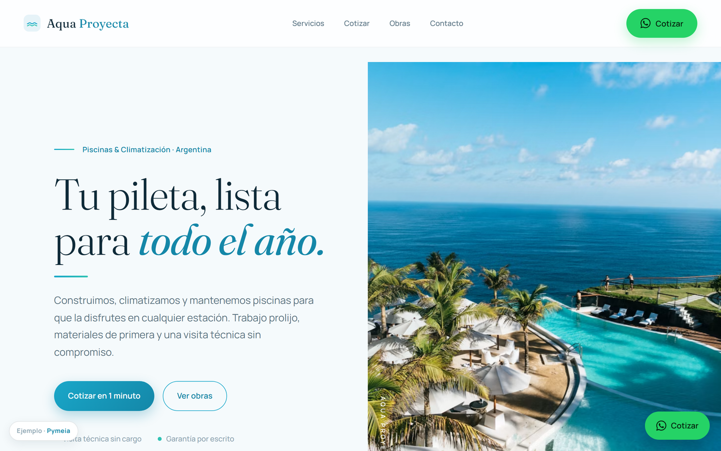 Web de ejemplo para una empresa de piscinas