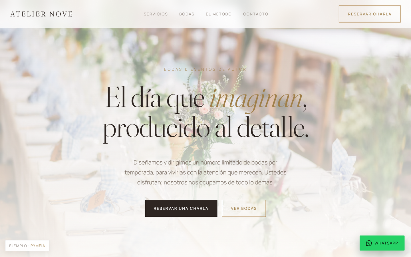 Web de ejemplo para una wedding planner